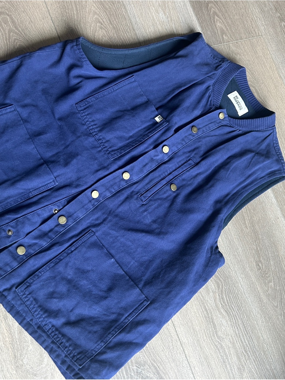Navy Snap-Front Utility Vest for Men